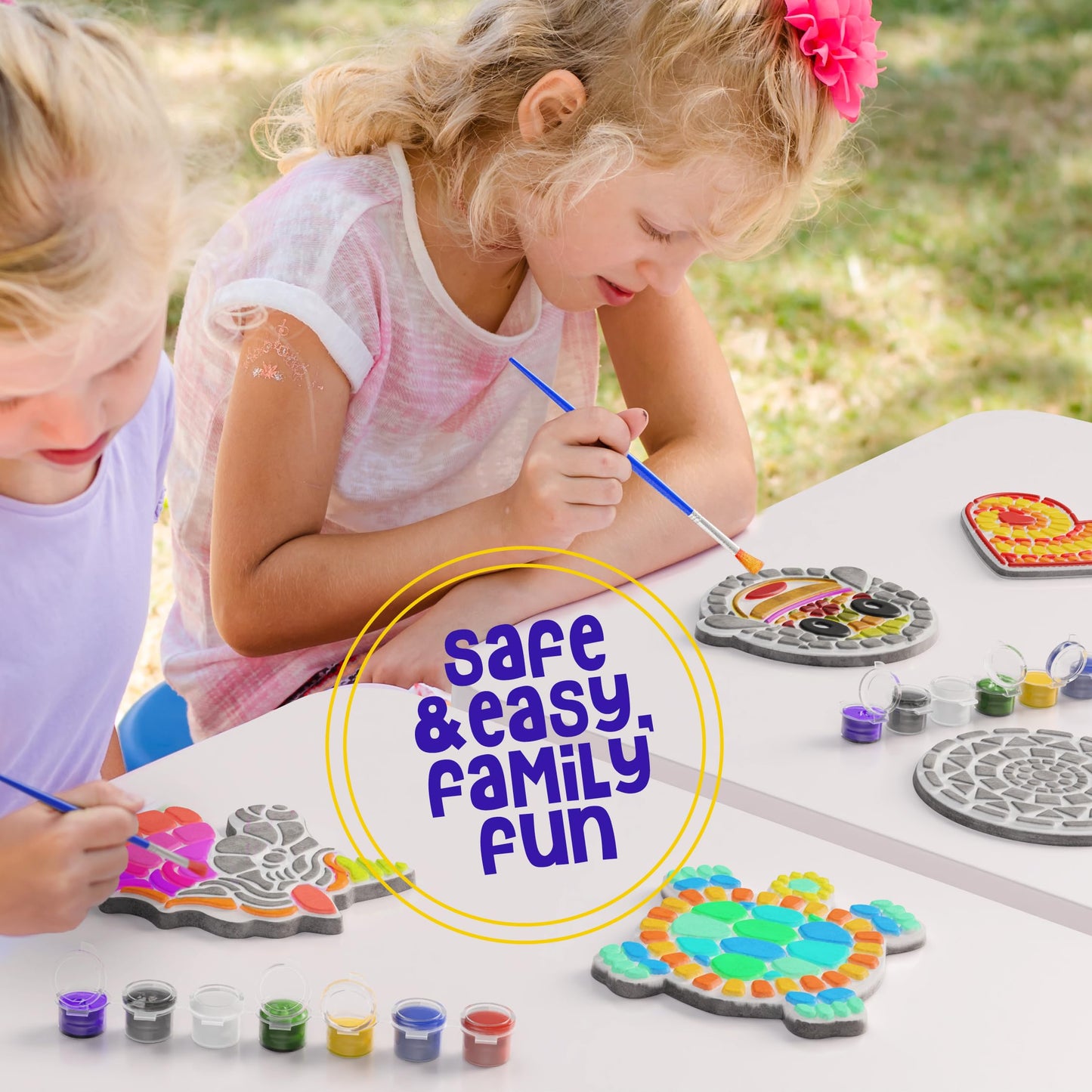 Dan&Darci Stepping Stones Painting Kit for Kids - Unicorn Garden Stones