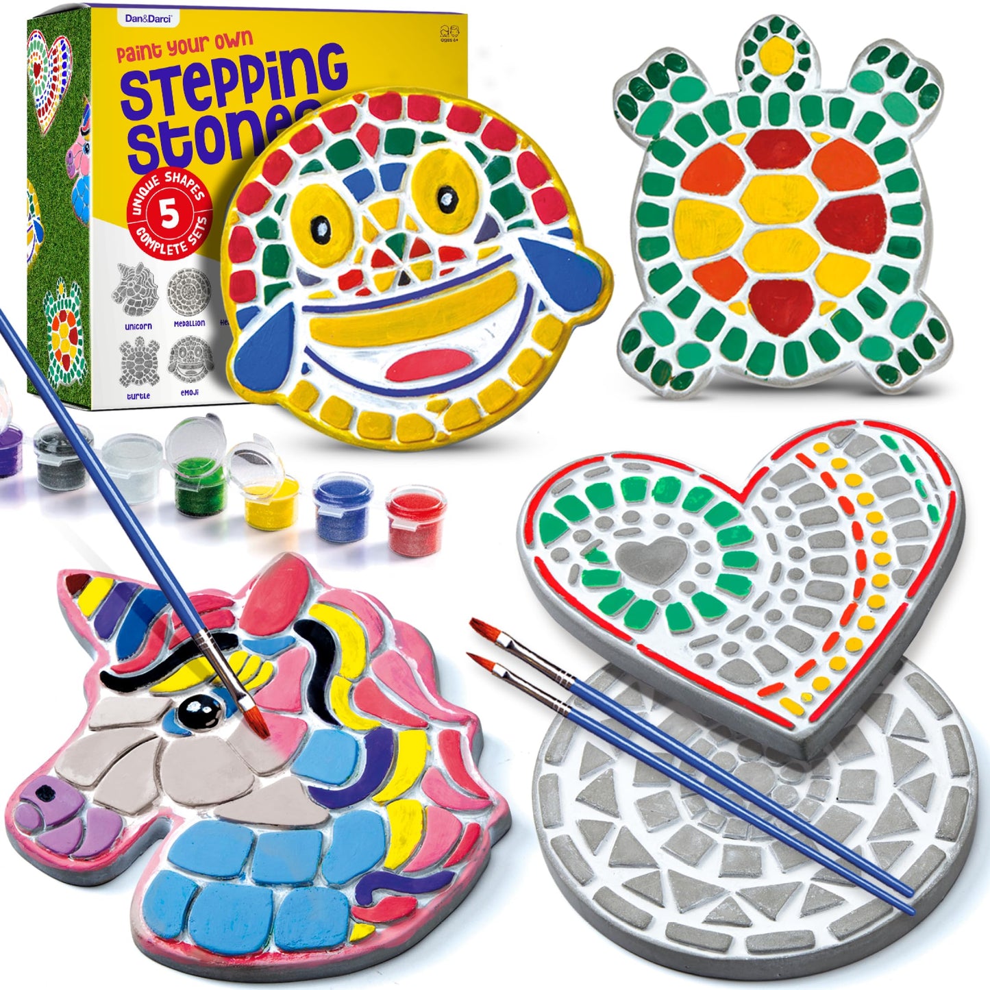 Dan&Darci Stepping Stones Painting Kit for Kids - Unicorn Garden Stones