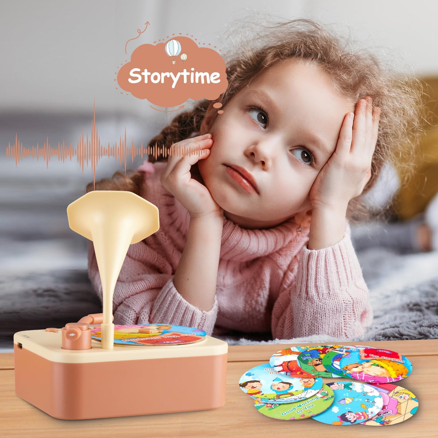 Dangkaen Toddler Gramophone: 99 Cards of Stories & Songs | Cozy Brown