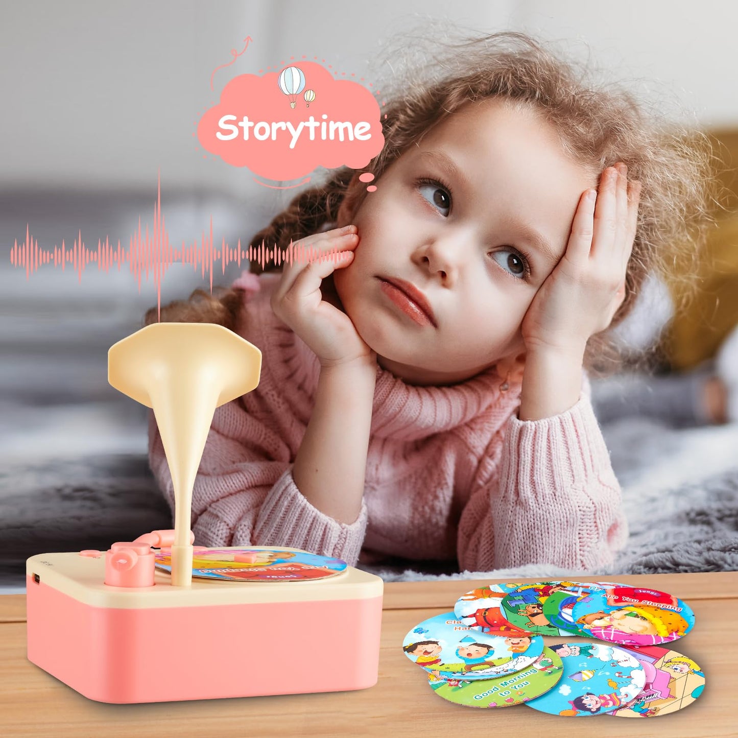 DANGKAEN Dreamy Pink Gramophone - Toddlers Musical Toy with 99 Cards (Stories, Songs & Audiobooks)