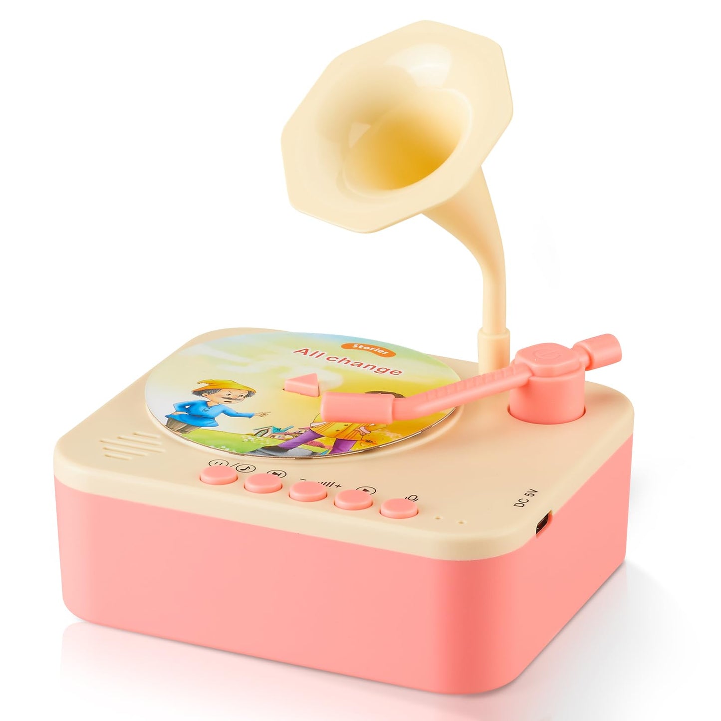 DANGKAEN Dreamy Pink Gramophone - Toddlers Musical Toy with 99 Cards (Stories, Songs & Audiobooks)