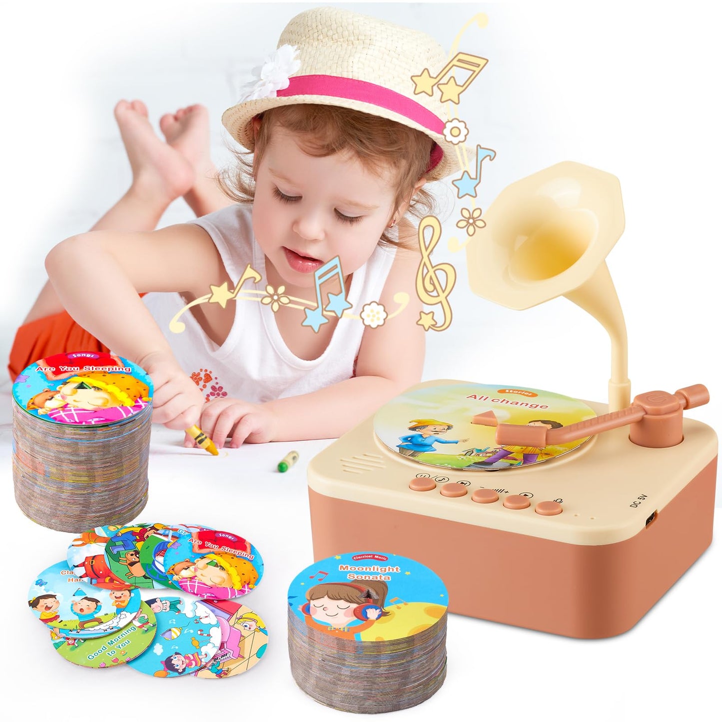 Dangkaen Toddler Gramophone: 99 Cards of Stories & Songs | Cozy Brown