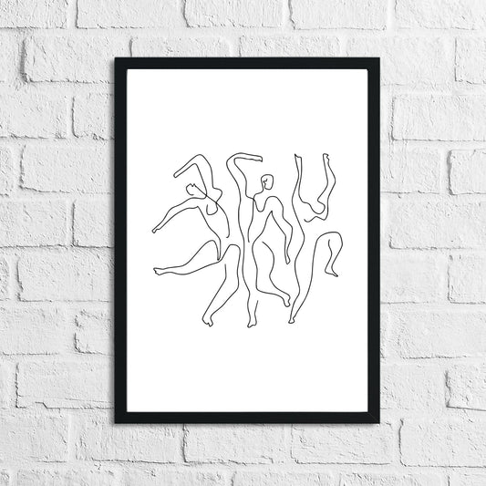 Dancing Bodies Fine Line Work Bedroom Home Bathroom Wall Decor Print