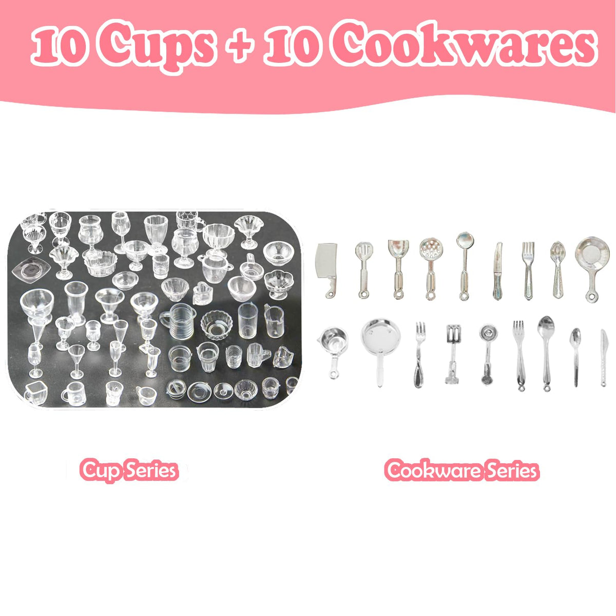 Daniel Axel 150Pcs Miniature Food & Drink Dollhouse Kit – 1:12 Pretend Kitchen Accessories