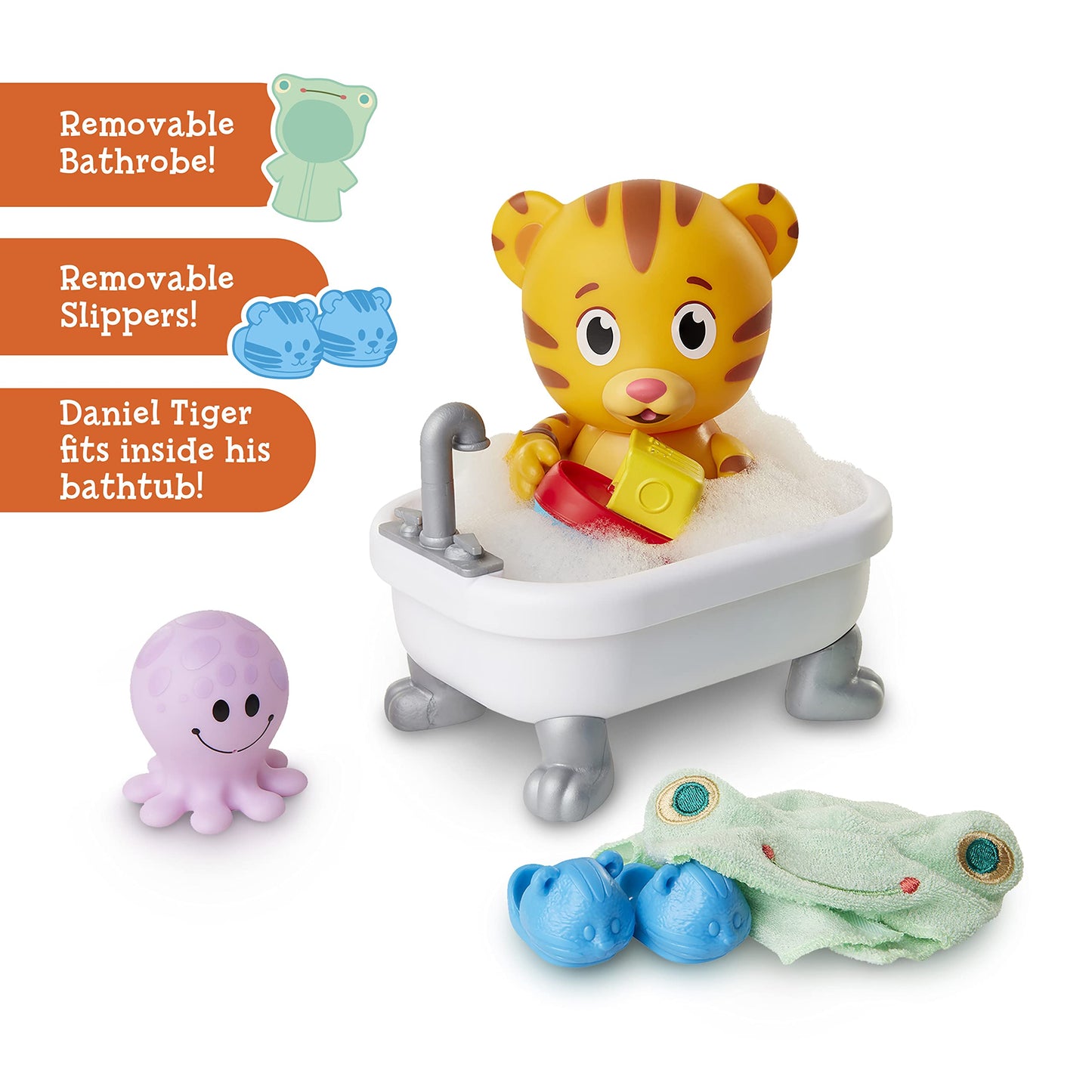 Daniel Tiger's Neighborhood Bath Time Figure – 7-Inch Tall, Articulated with Robe & Slippers