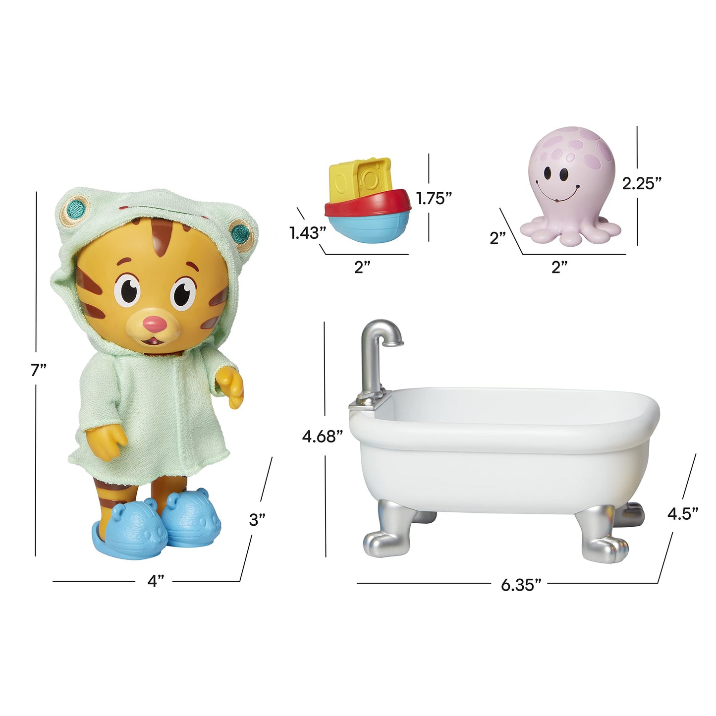 Daniel Tiger's Neighborhood Bath Time Figure – 7-Inch Tall, Articulated with Robe & Slippers