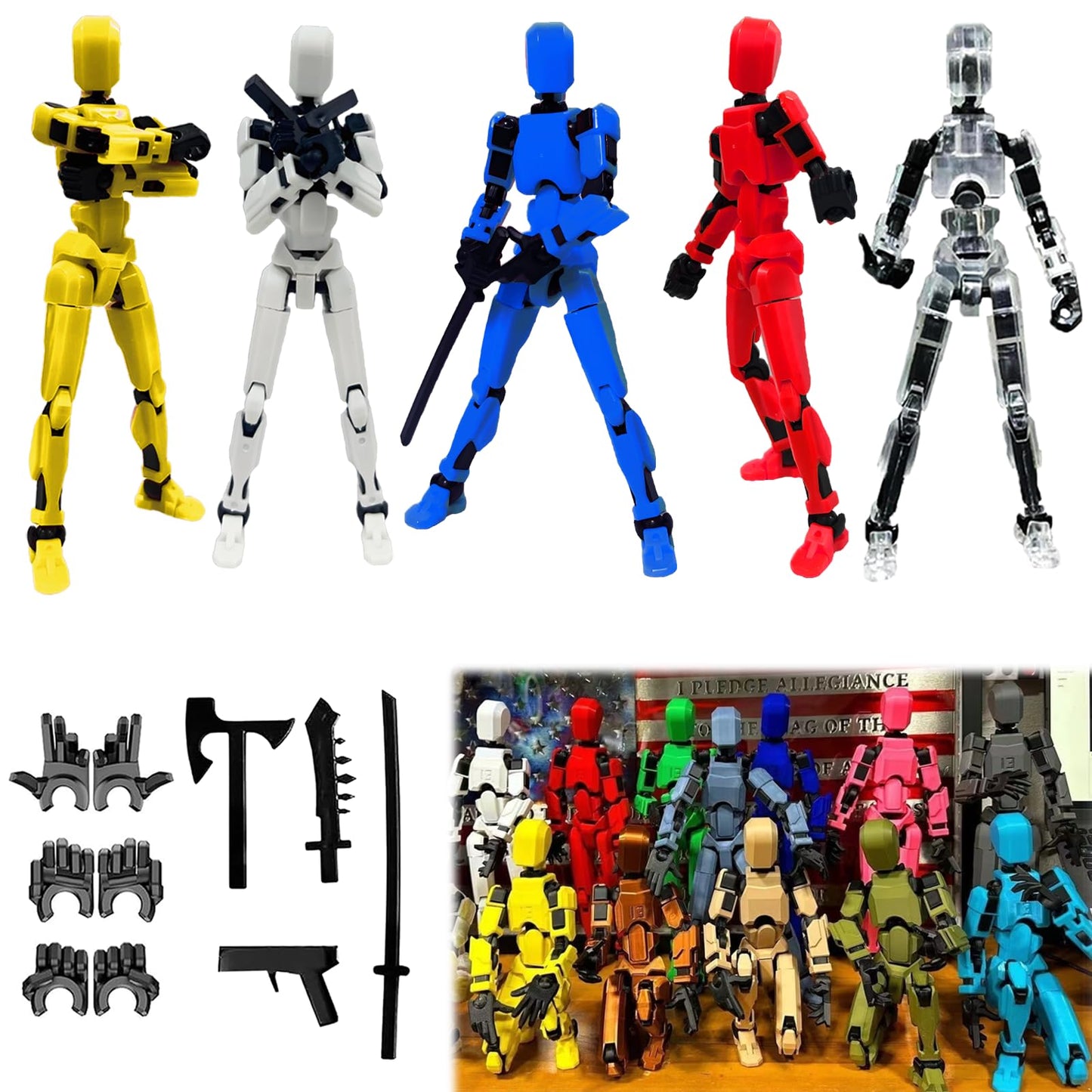 DANONI Titan13 Robot Action Figure Set - 5 Pieces, Interchangeable Weapons & Durable 3D Printed Collectibles