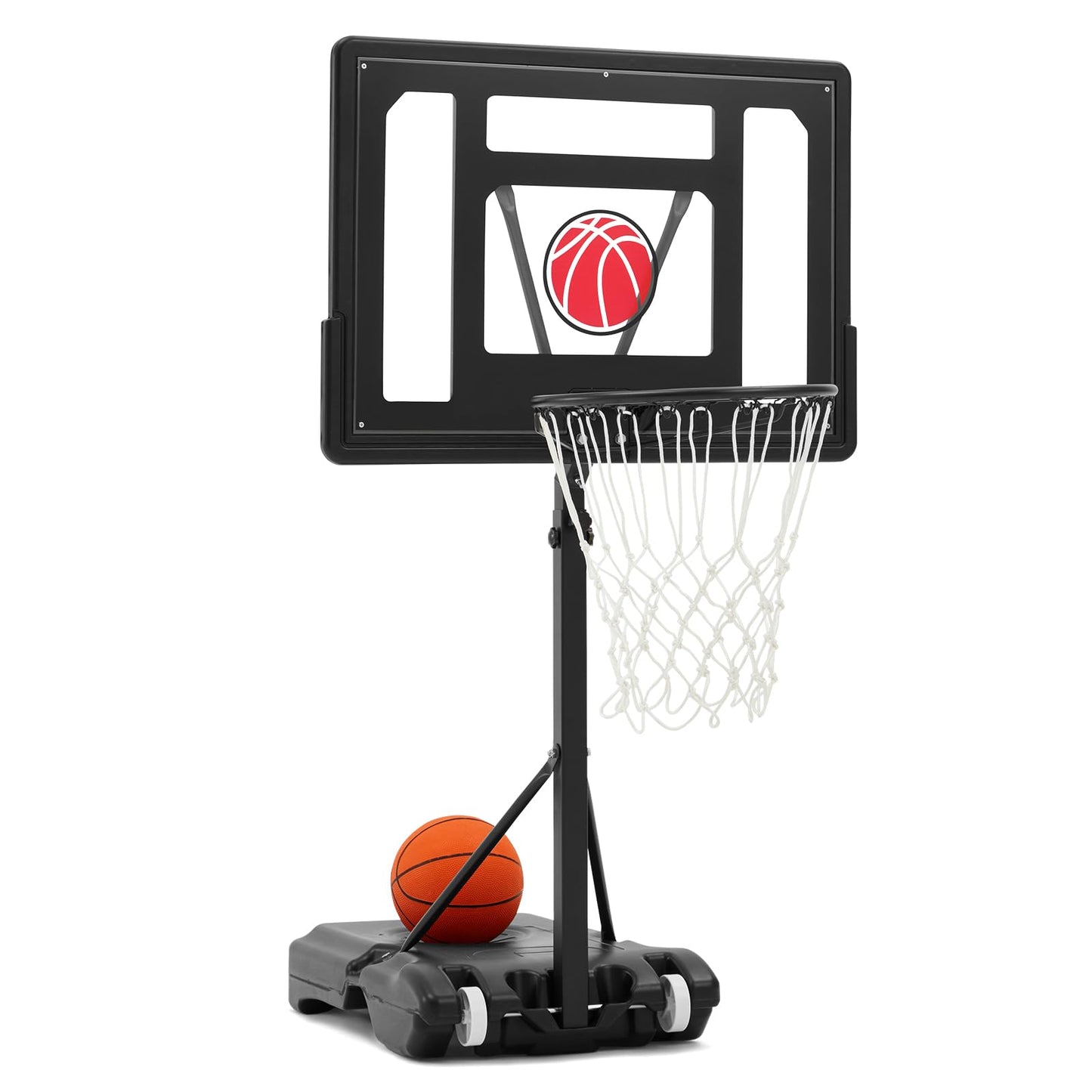 Danrelax 32x23 Pool Basketball Hoop | Adjustable 3.1–4.1 ft, Includes Pump & Ball, Black