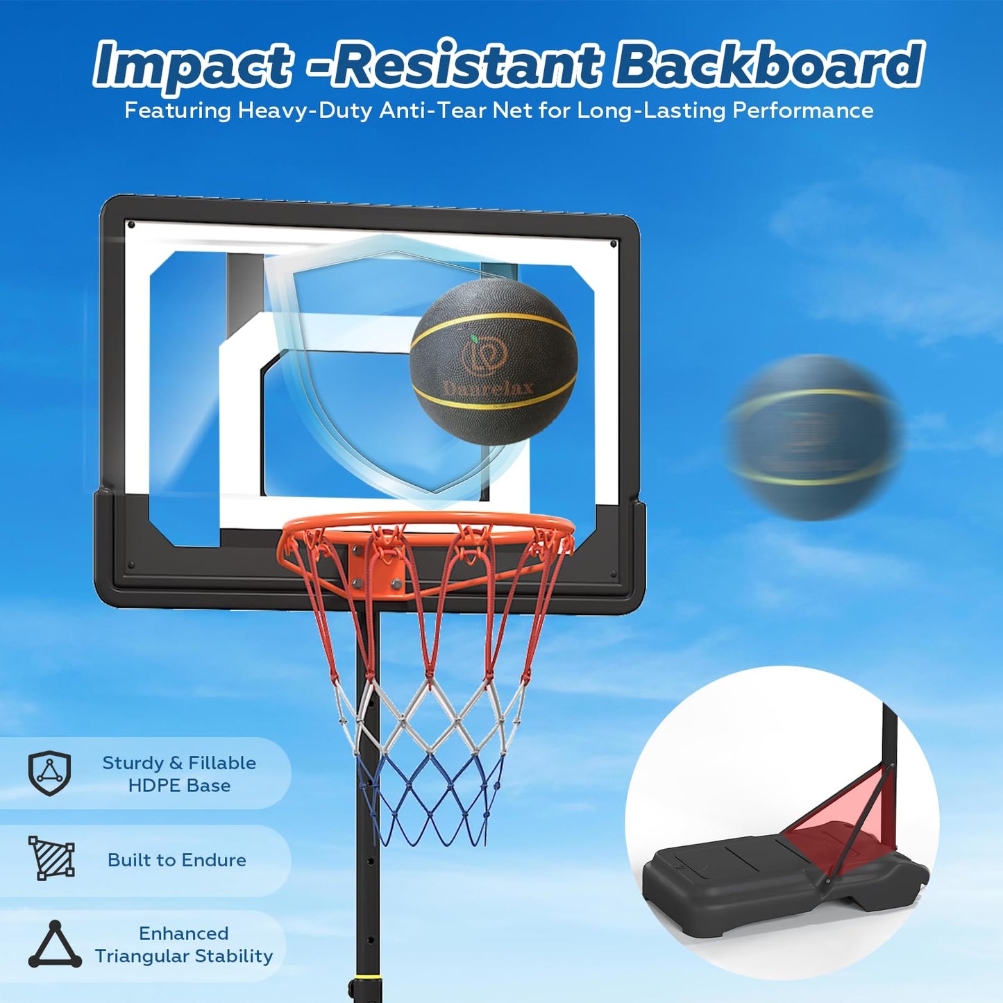 Danrelax Pool Basketball Hoop – Adjustable Height 3.9 ft to 6.9 ft | Indoor & Outdoor