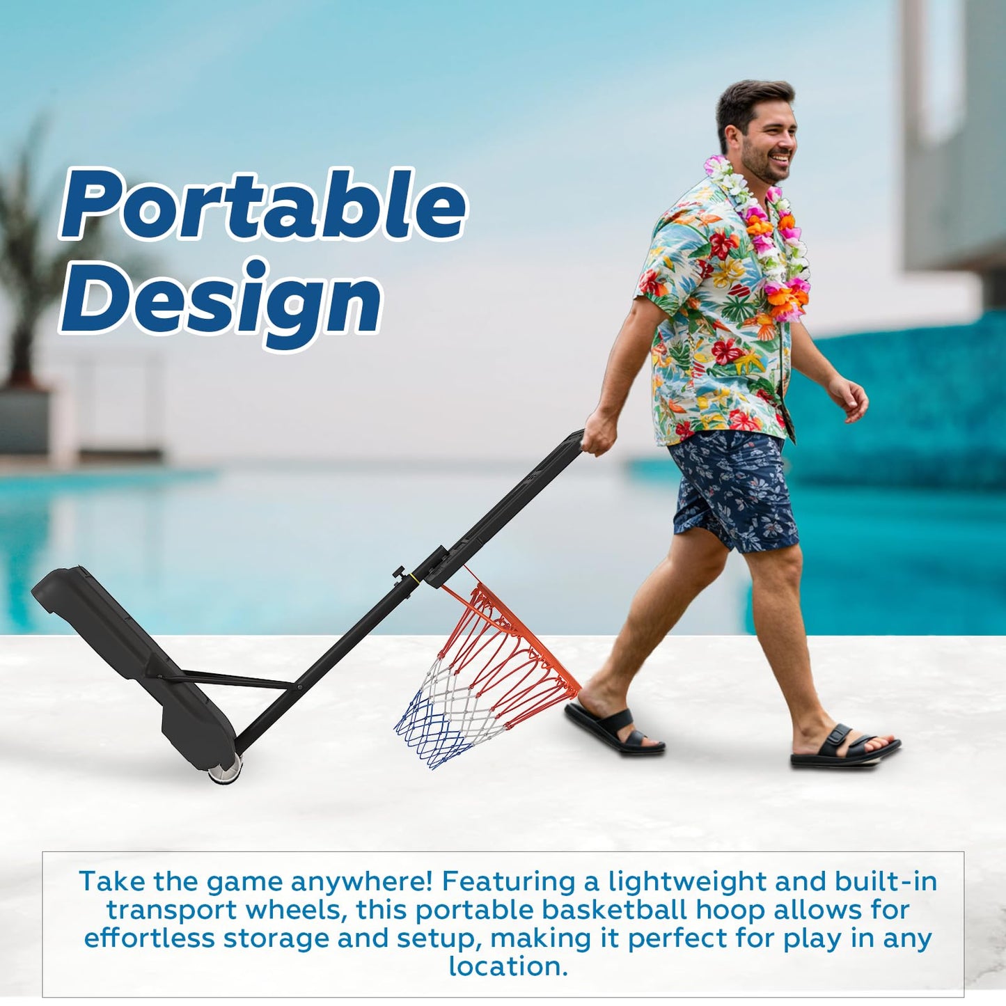 Danrelax Pool Basketball Hoop – Adjustable Height 3.9 ft to 6.9 ft | Indoor & Outdoor