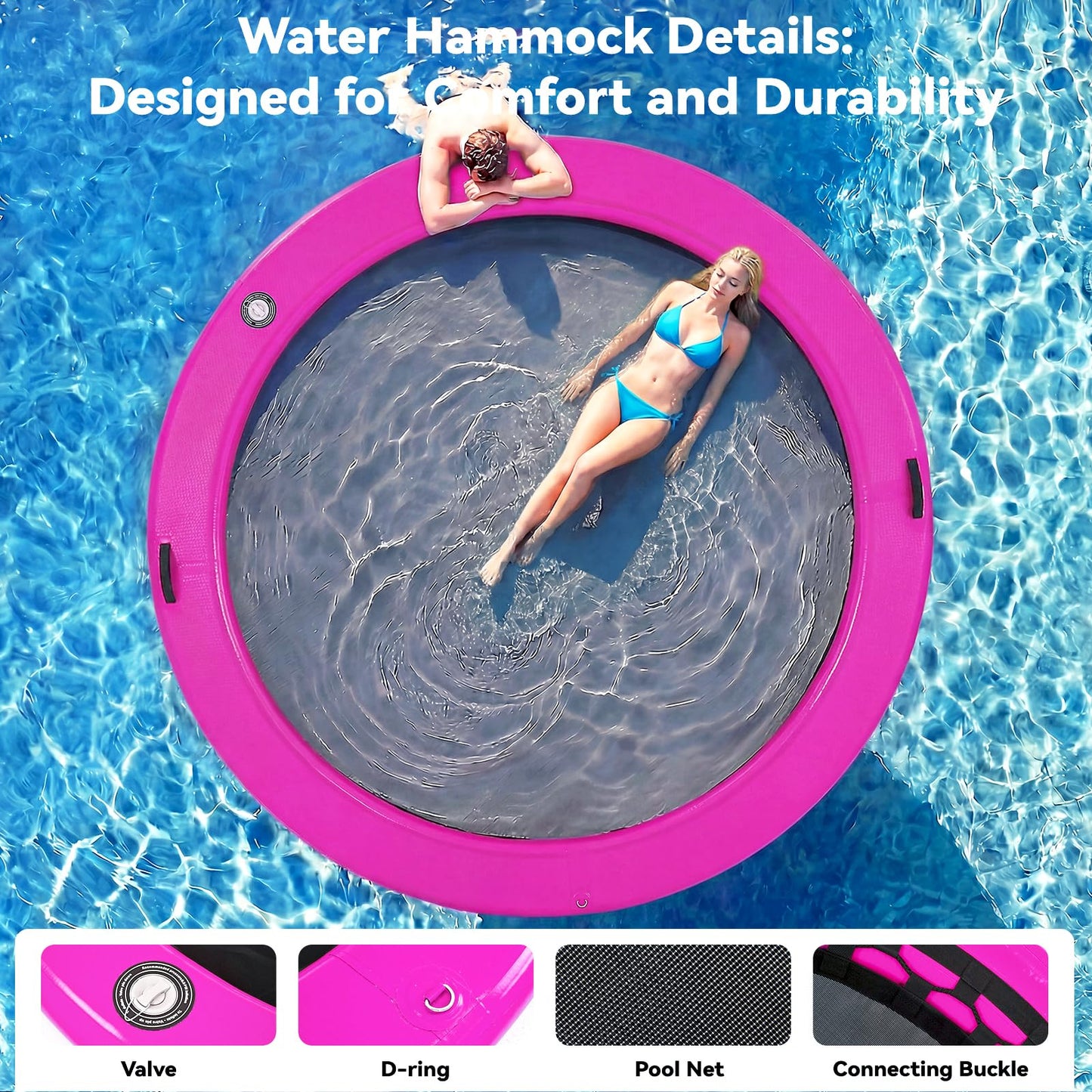Danrelax 8' Round Inflatable Floating Dock + Sunchill Float Ring | Quick Inflate