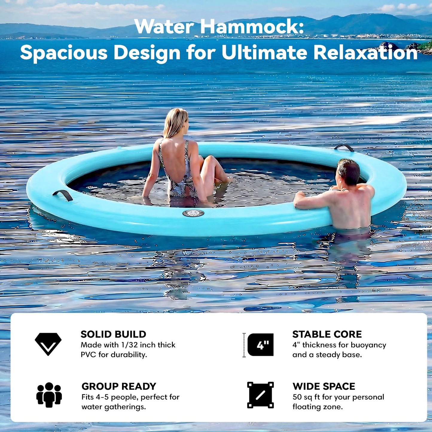 Danrelax 8' Round Inflatable Floating Dock | Sunchill Float Ring