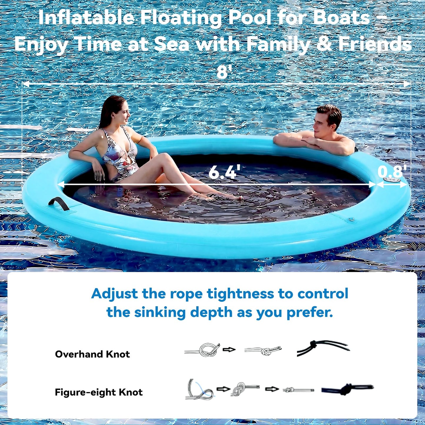 Danrelax 8' Round Inflatable Floating Dock | Sunchill Float Ring
