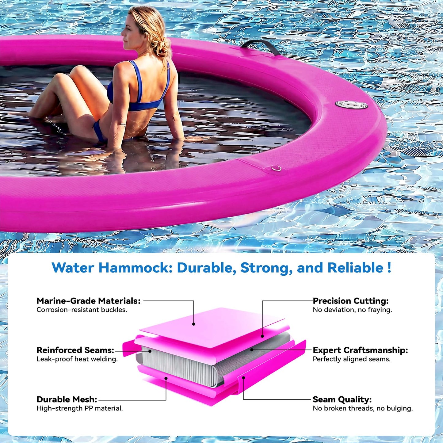 Danrelax 8' Round Inflatable Floating Dock + Sunchill Float Ring | Quick Inflate
