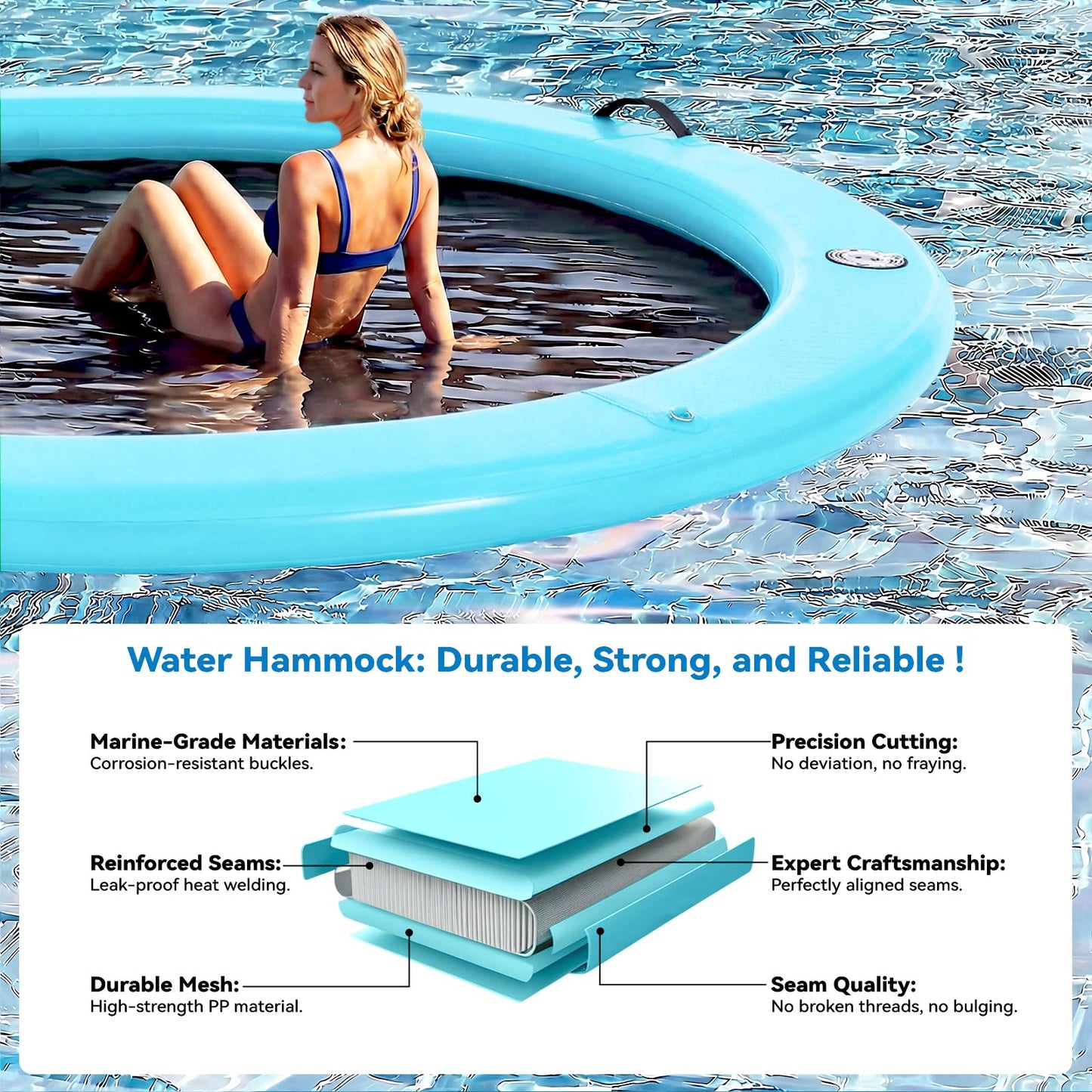 Danrelax 8' Round Inflatable Floating Dock | Sunchill Float Ring