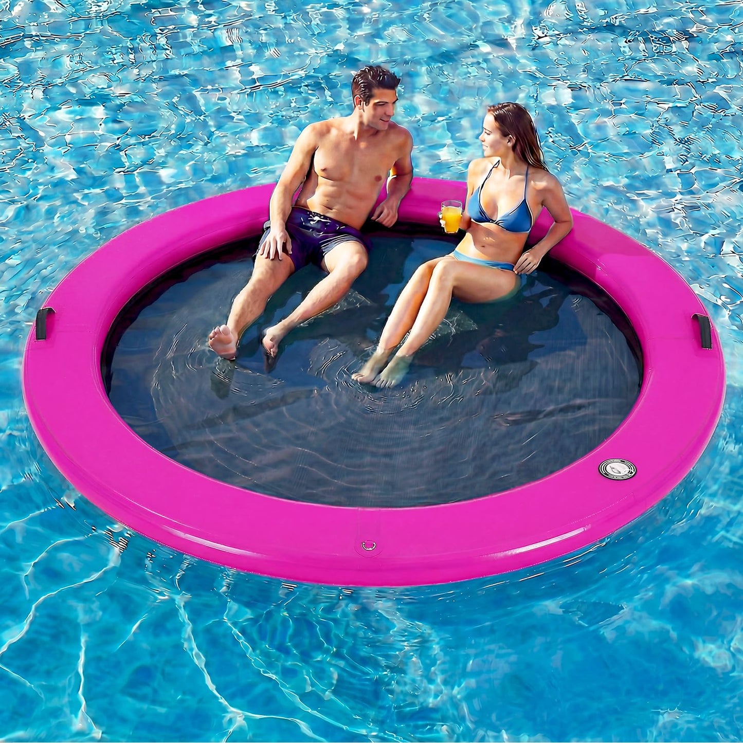 Danrelax 8' Round Inflatable Floating Dock + Sunchill Float Ring | Quick Inflate