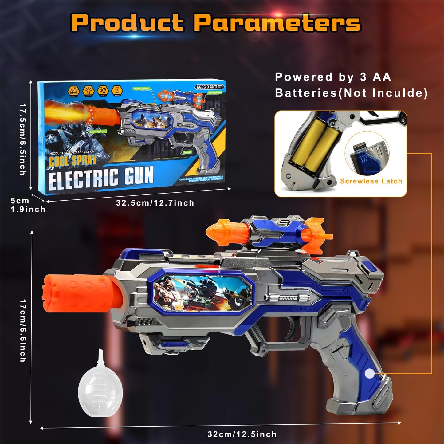 DaoDaoZhu Spray Light Up Toy Gun with Sound – Indoor Outdoor Play