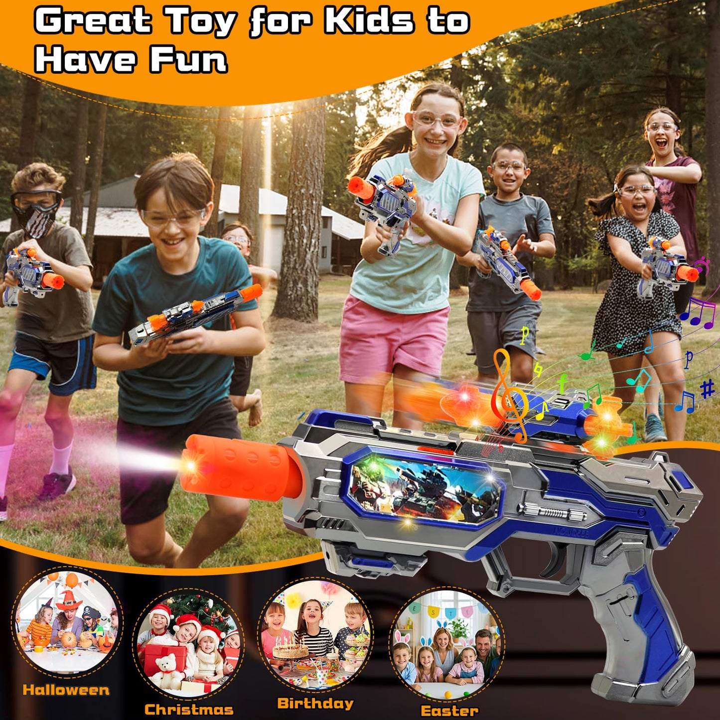 DaoDaoZhu Spray Light Up Toy Gun with Sound – Indoor Outdoor Play