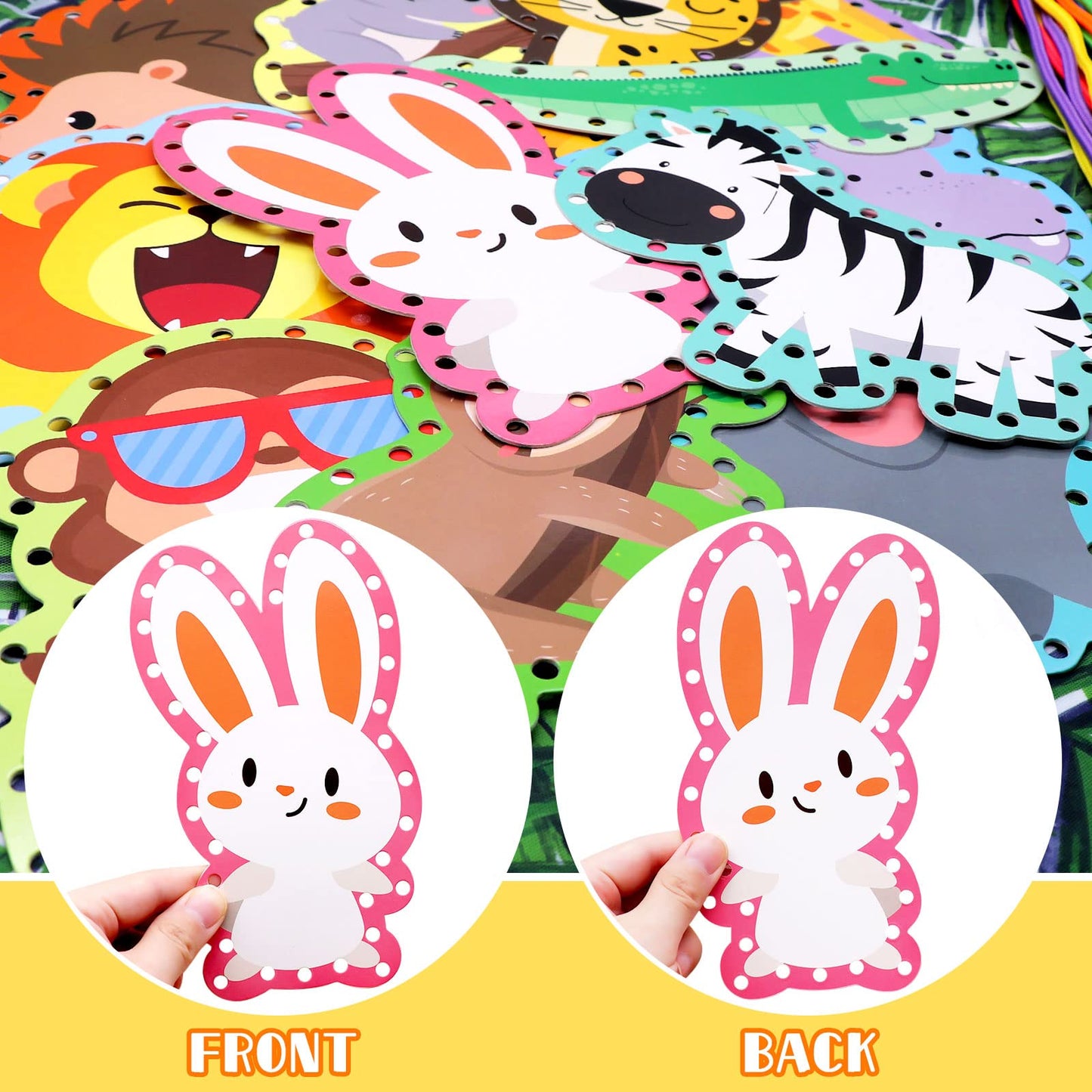Dapaqami Jungle Animal Lacing Cards – 12-Pack for Preschool