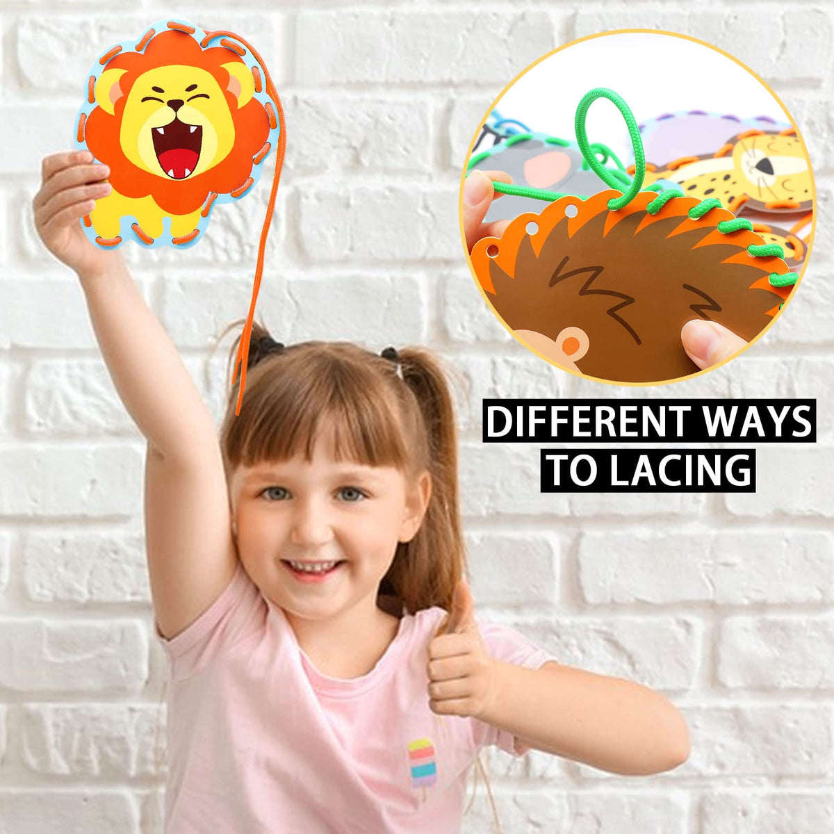 Dapaqami Jungle Animal Lacing Cards – 12-Pack for Preschool