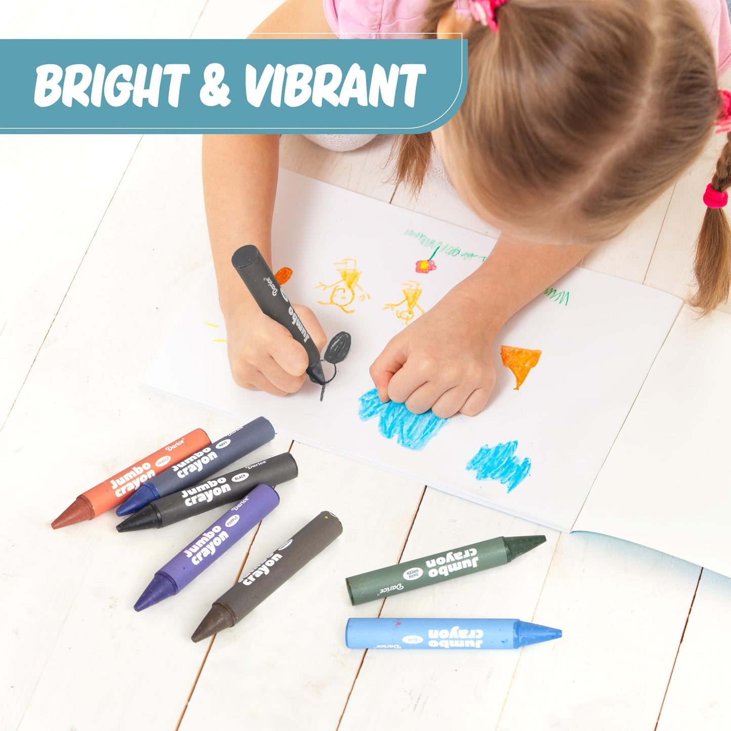 Darice Jumbo Glitter Crayons for Toddlers — 20 Colors, Washable & Non-Toxic Giant Crayons