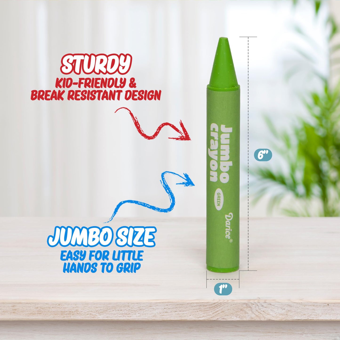 Darice Jumbo Glitter Crayons for Toddlers — 20 Colors, Washable & Non-Toxic Giant Crayons