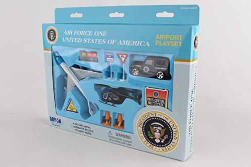 Daron Airforce One United States Airport Playset – Die-Cast Plane, Jeep, Helicopter & Signs