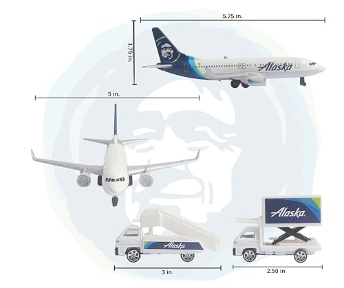 Daron Alaska Airlines Airport Playset — Die-Cast Plane & Vehicles for Kids 3+