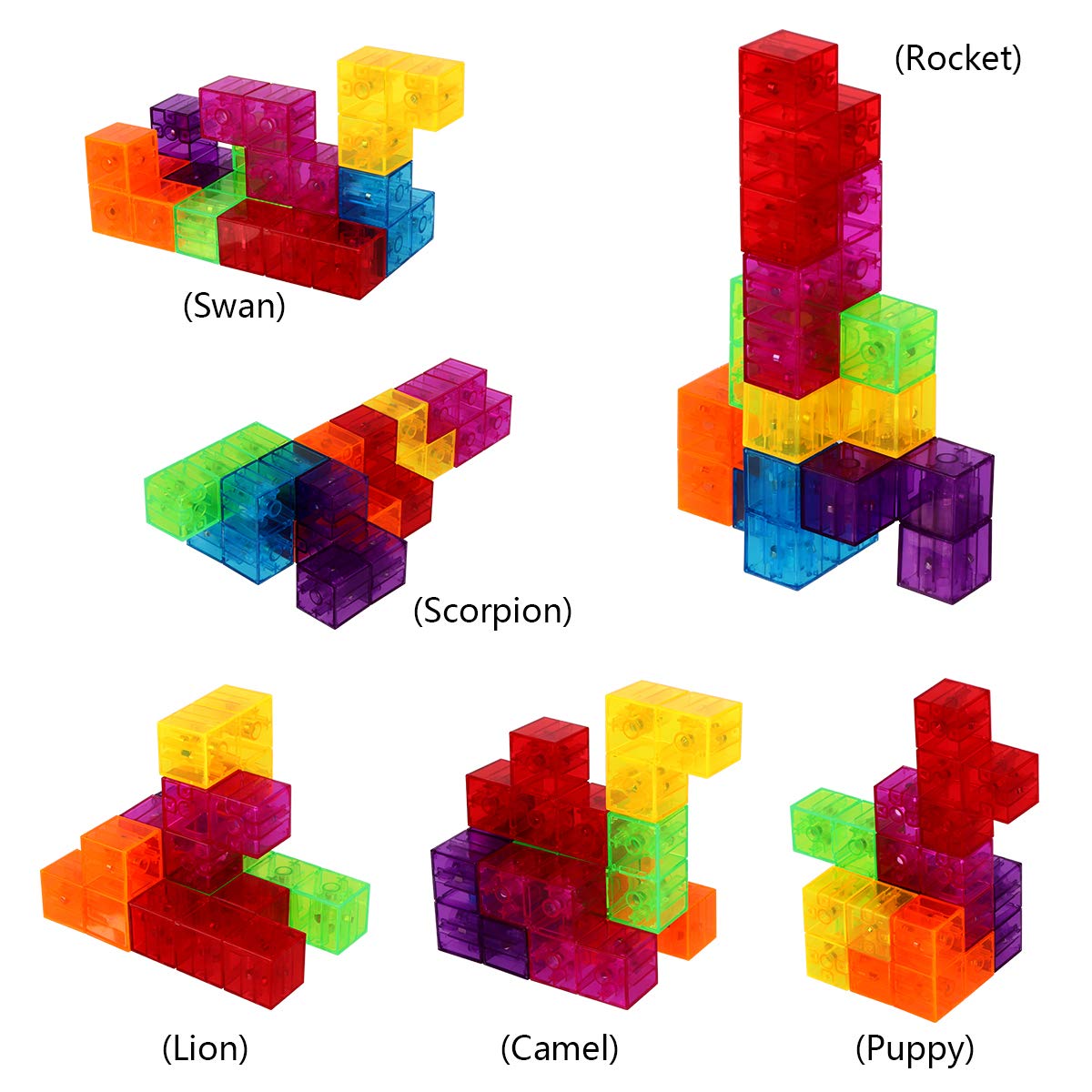 DASDAX Magic 3D Puzzle Cubes – Magnetic Multi-Shape Blocks with 54 Guide Cards