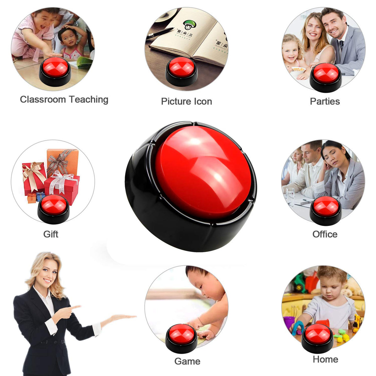 DAUH Recordable Talking Button - 30-Second Message for Games, Home & Office