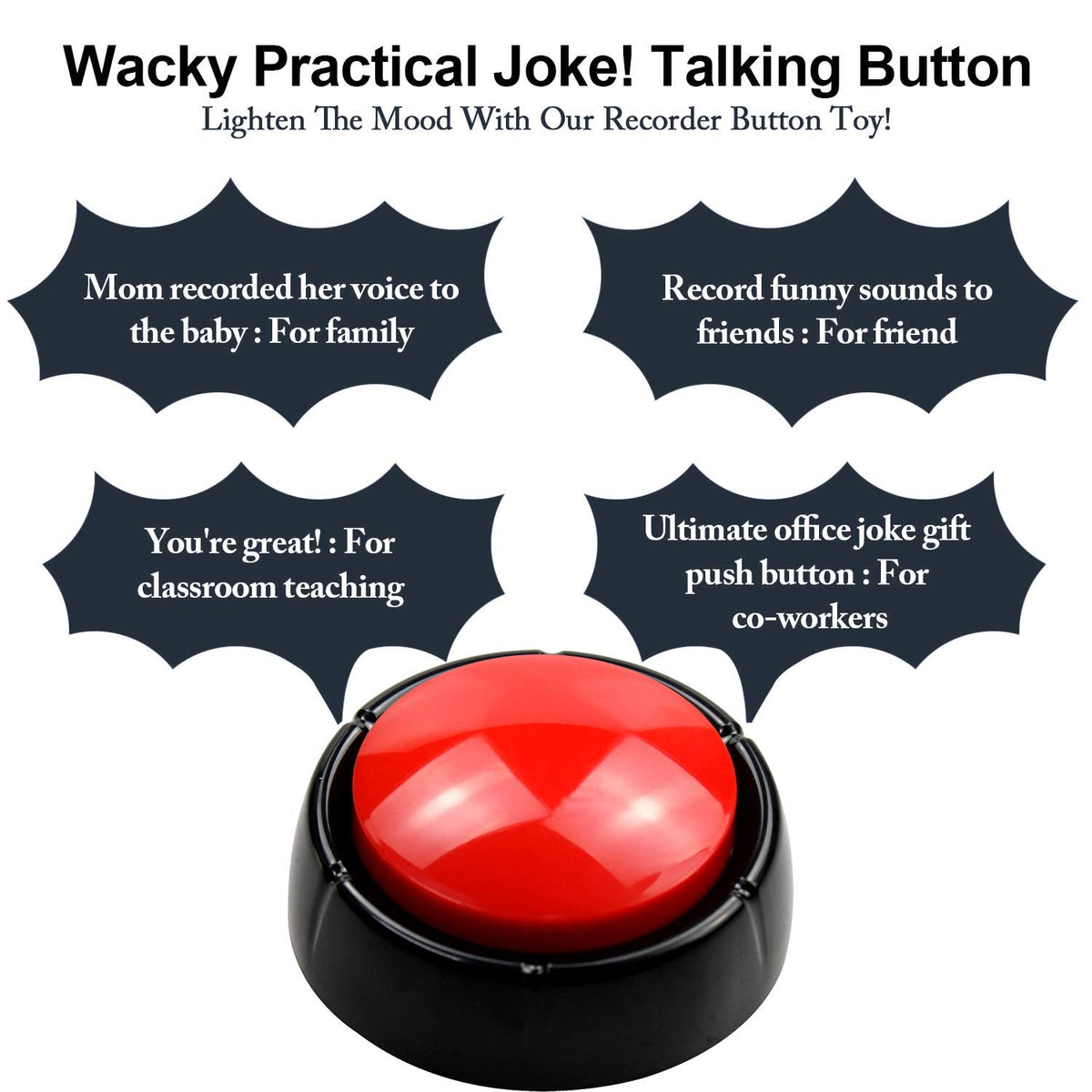 DAUH Recordable Talking Button - 30-Second Message for Games, Home & Office