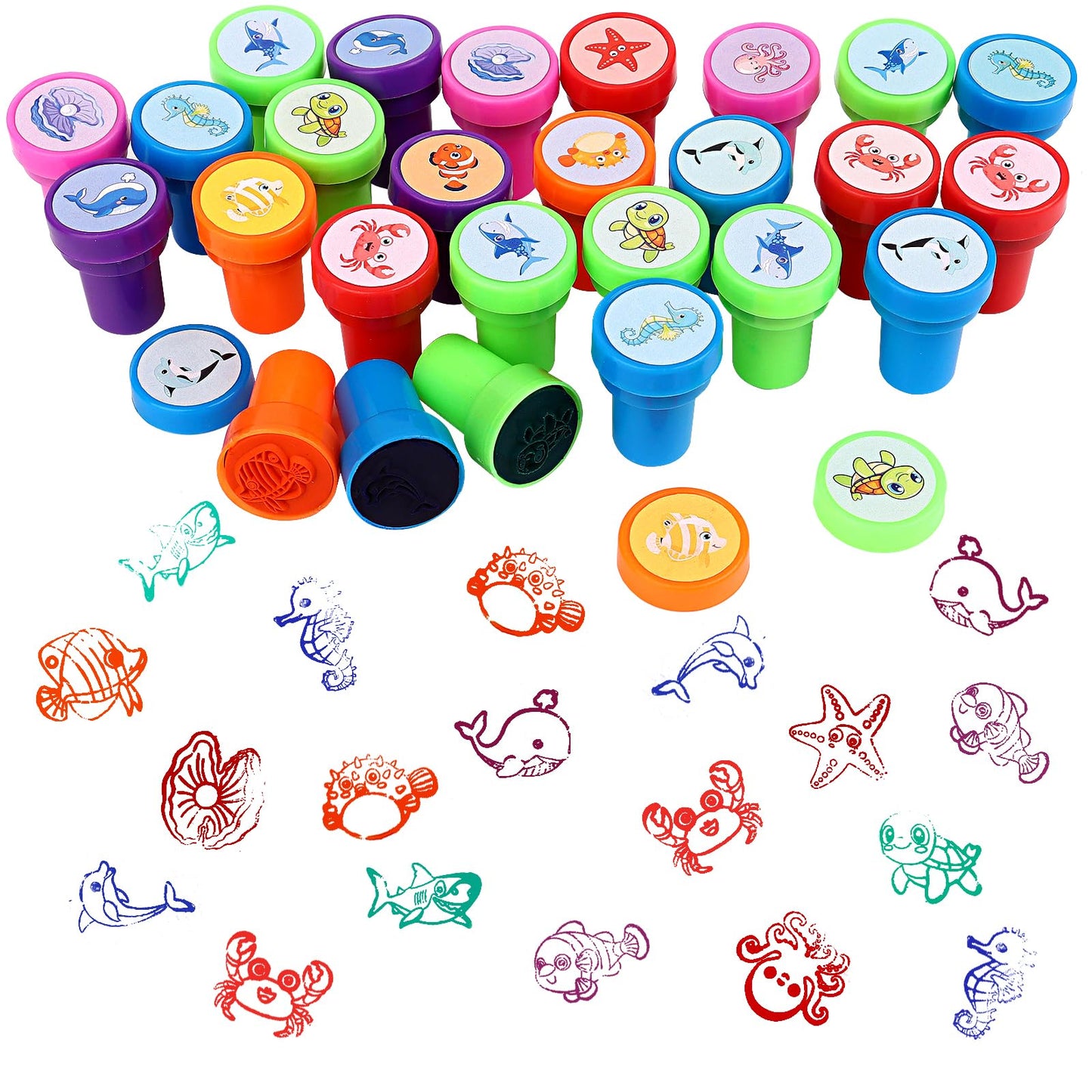 DAVAXI 36-Piece Sea Life Stampers – Self-Inking Ocean Animals for Crafts, Party Favors, Classroom