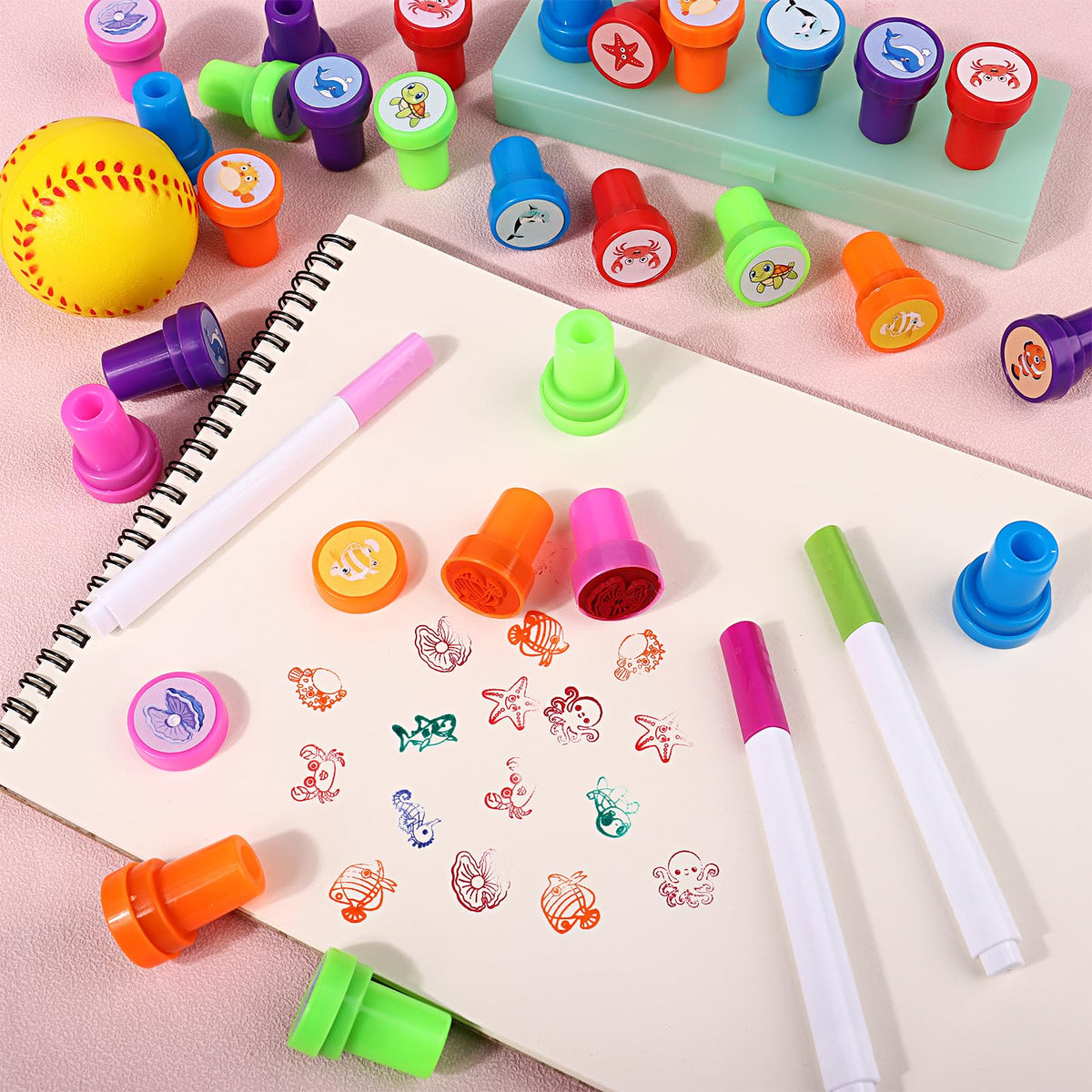 DAVAXI 36-Piece Sea Life Stampers – Self-Inking Ocean Animals for Crafts, Party Favors, Classroom