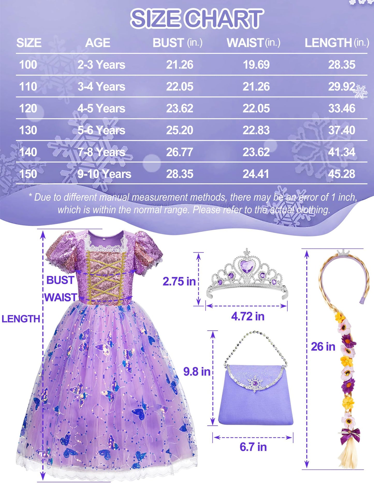 Davvew Light-Up Princess Dress for Girls – Sparkling Costume for Christmas, Halloween & Birthday Gifts (Ages 3-8)