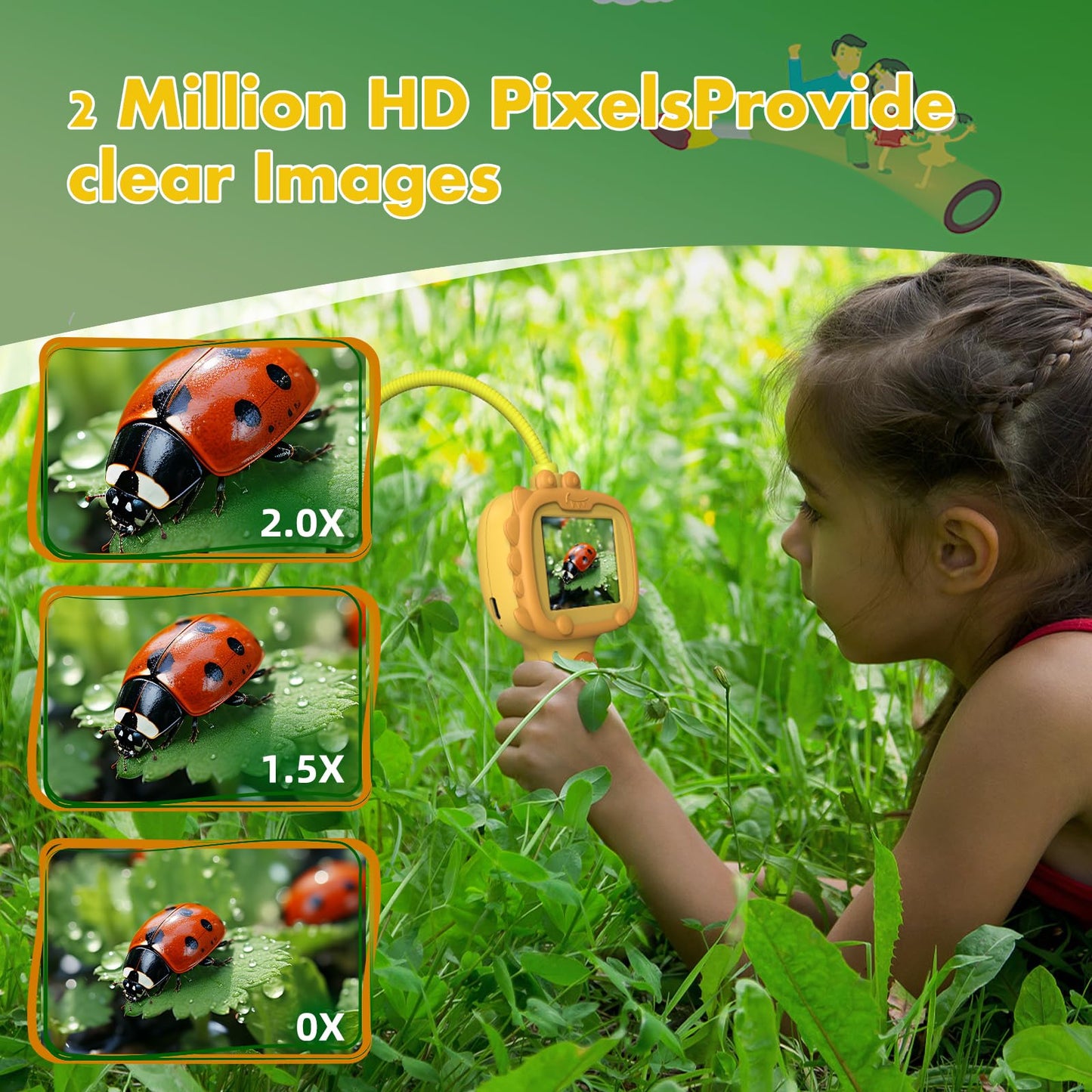 Daxiongmao Borescope Camera with Light for Kids – 1080P STEM Toy (Orange)