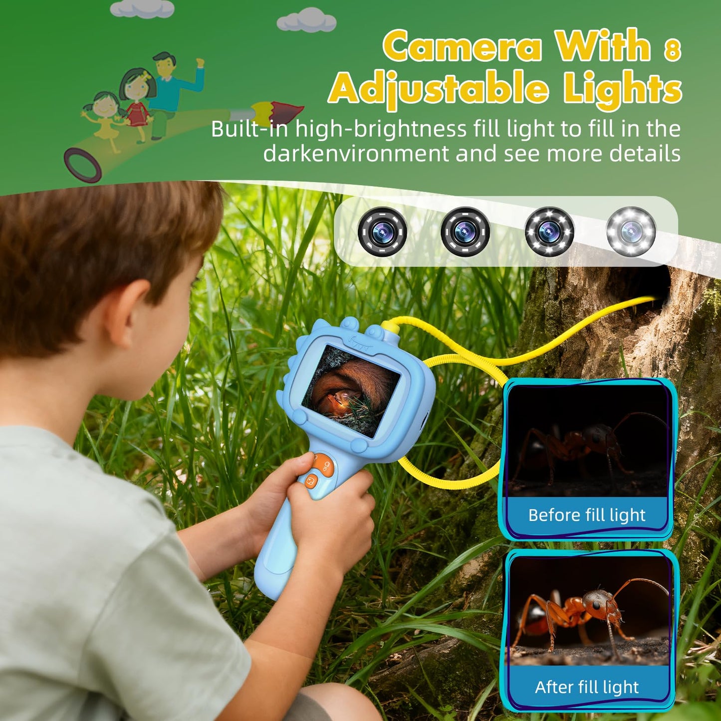 Daxiongmao Borescope Camera with Light for Kids – STEM Educational Toy (Blue)
