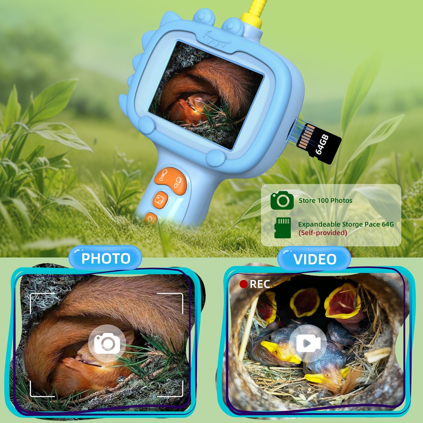 Daxiongmao Borescope Camera with Light for Kids – STEM Educational Toy (Blue)