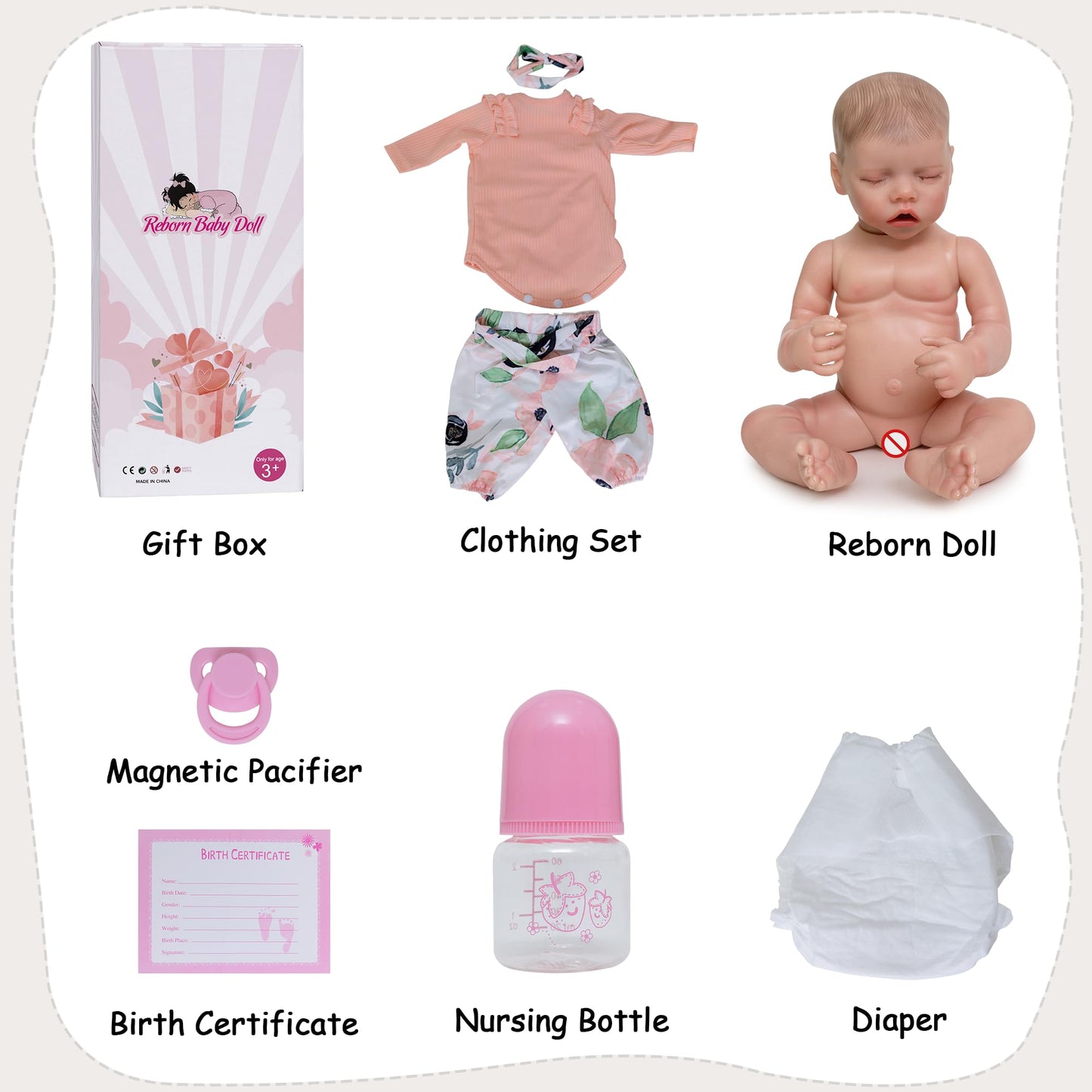 DAYOFF KIDS Lifelike Reborn Baby Dolls — 18-Inch Realistic Newborn with Weighted Vinyl Body