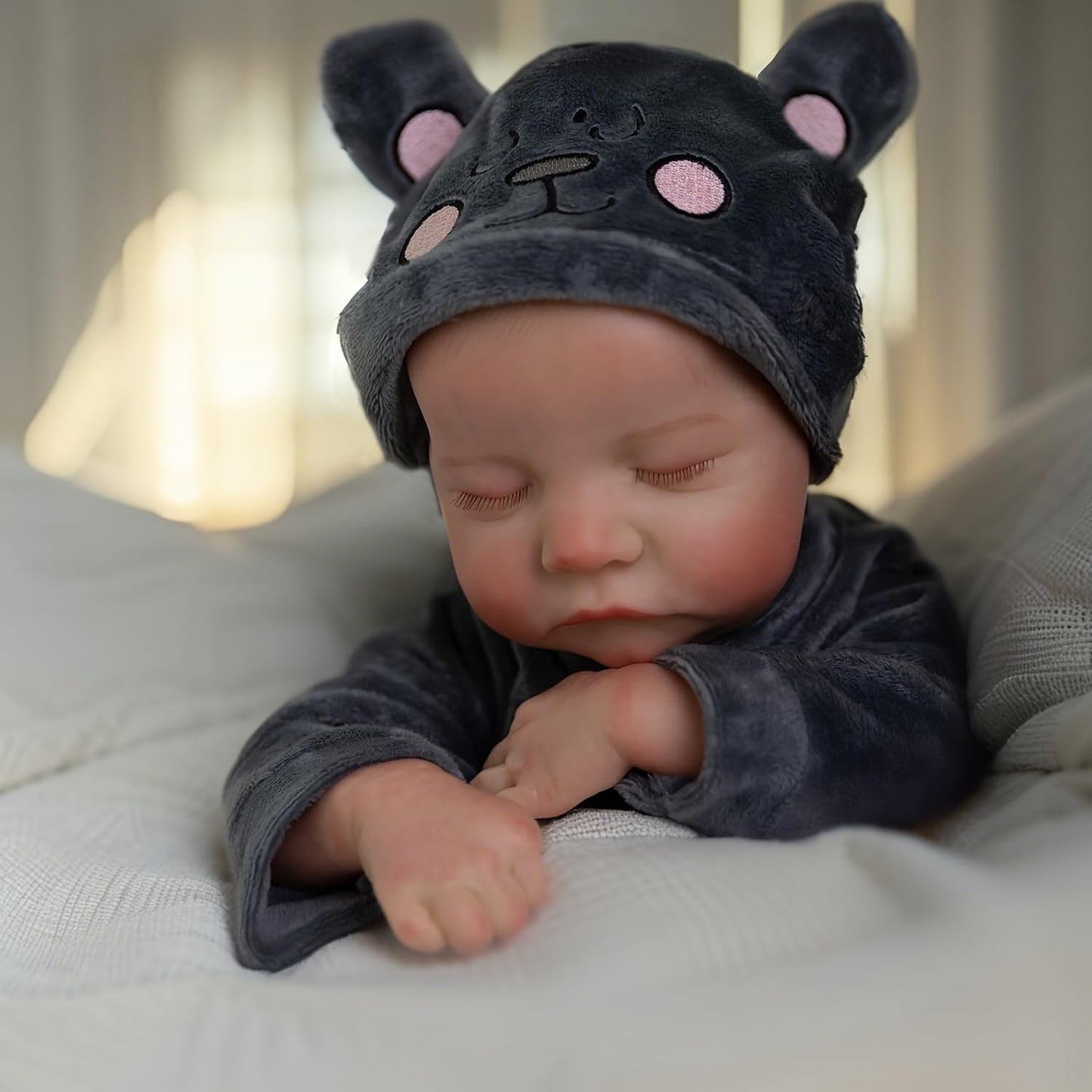 DAYOFF KIDS Reborn 18-Inch Realistic Vinyl Baby Doll – Sleeping Pose, Full Vinyl Body, For Kids 3+