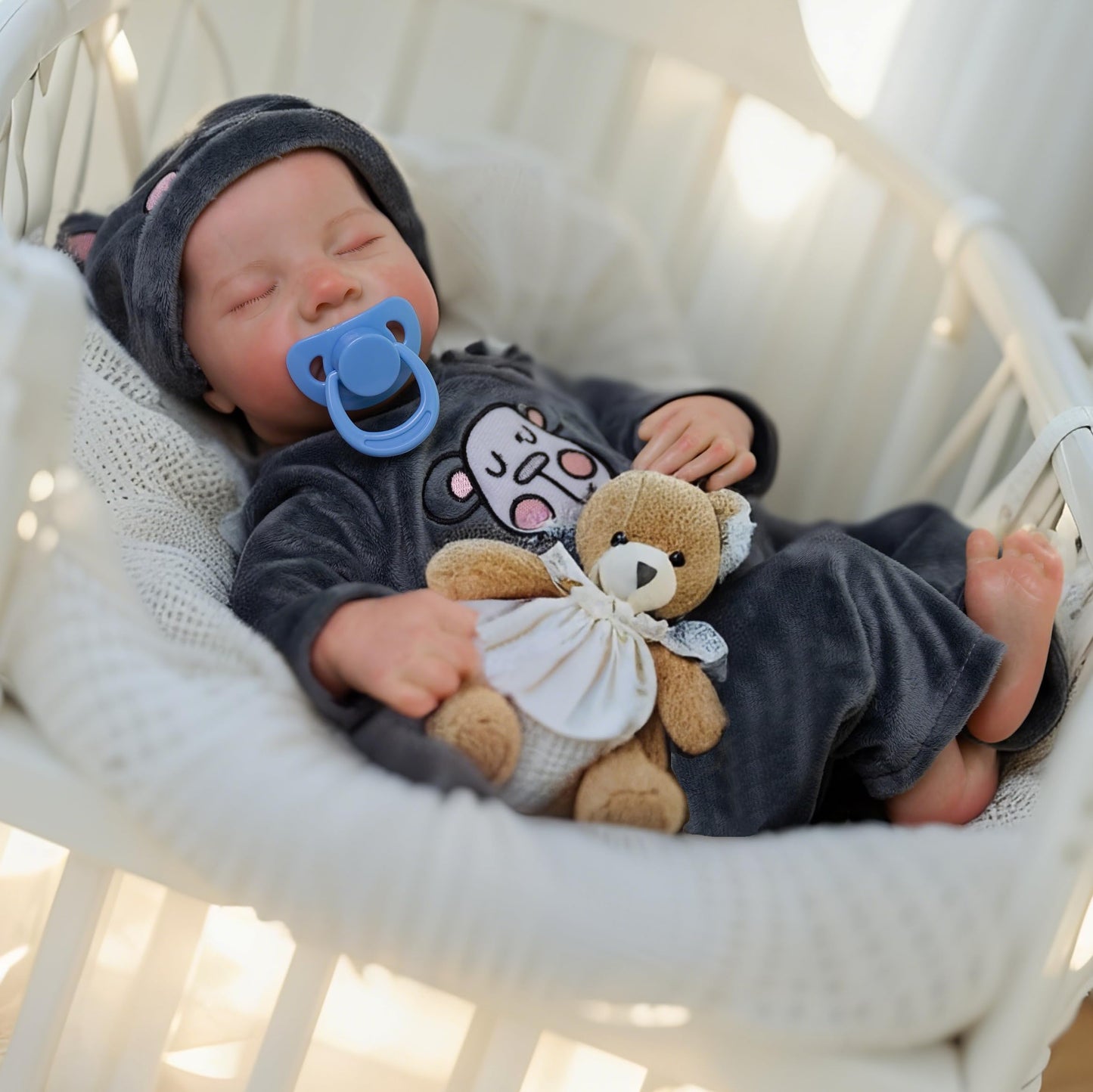 DAYOFF KIDS Reborn 18-Inch Realistic Vinyl Baby Doll – Sleeping Pose, Full Vinyl Body, For Kids 3+