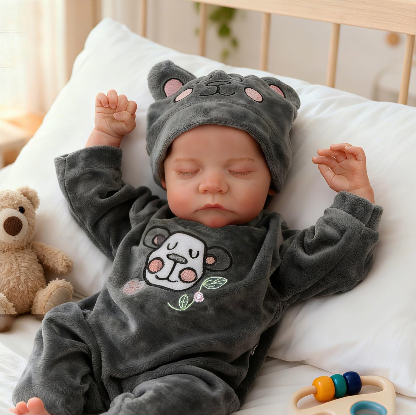 DAYOFF KIDS Reborn 18-Inch Realistic Vinyl Baby Doll – Sleeping Pose, Full Vinyl Body, For Kids 3+