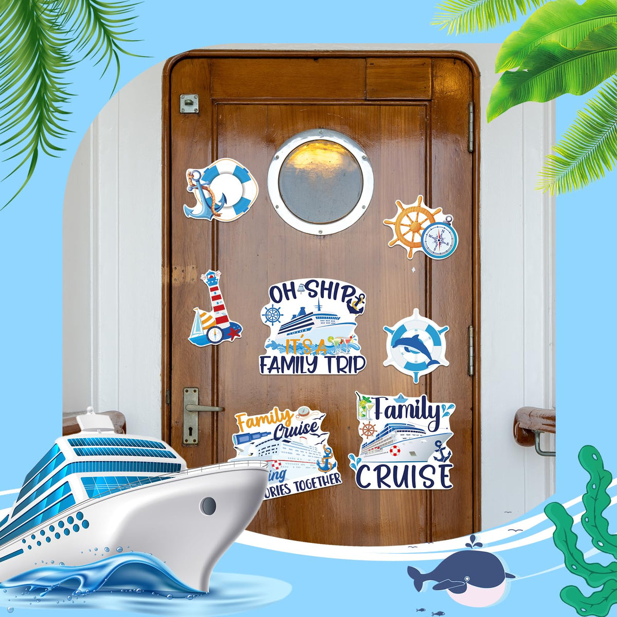 Dazoratix Cruise Stateroom Magnets - 7 Pcs Family Trip Door Decor for Cruise Ship