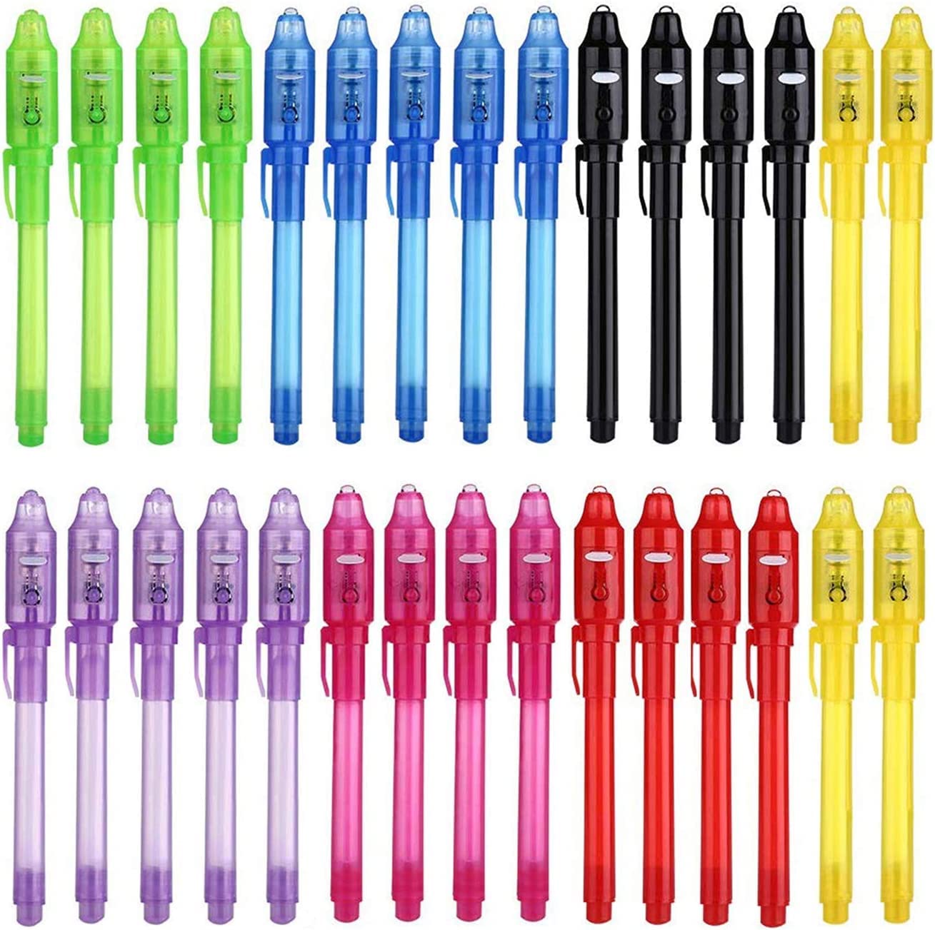 DazSpirit 30 Pack Invisible Ink Pens with UV Light – Secret Messages & Party Favors