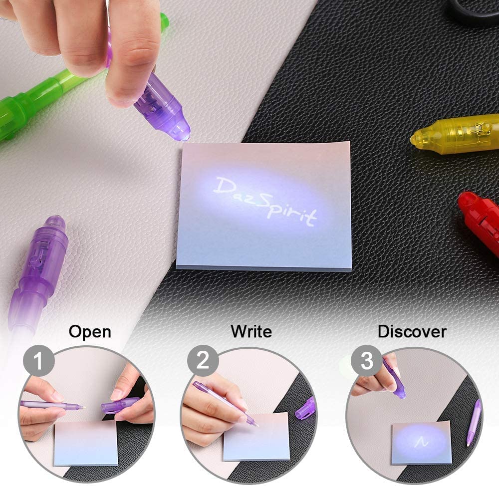 DazSpirit 30 Pack Invisible Ink Pens with UV Light – Secret Messages & Party Favors