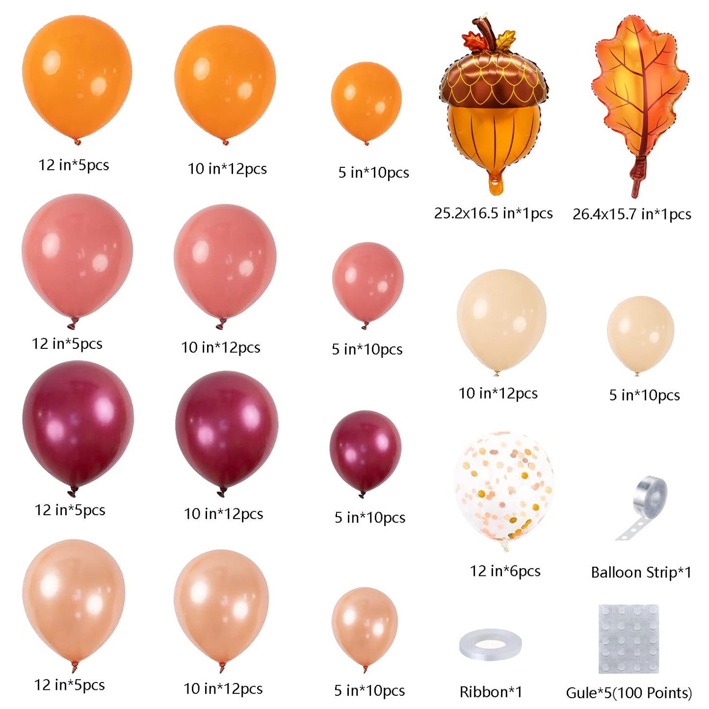DBKL 138pcs Fall Balloon Garland Arch Kit – Autumn Decor with Orange, Dusty Pink, Wine Red & Rose Gold