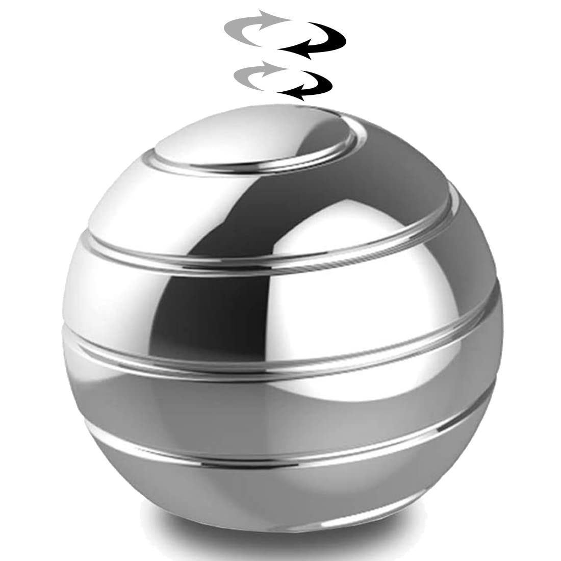 DBlosp Kinetic Desk Toy | Optical Illusion Spinner Ball, 1.5” Silver