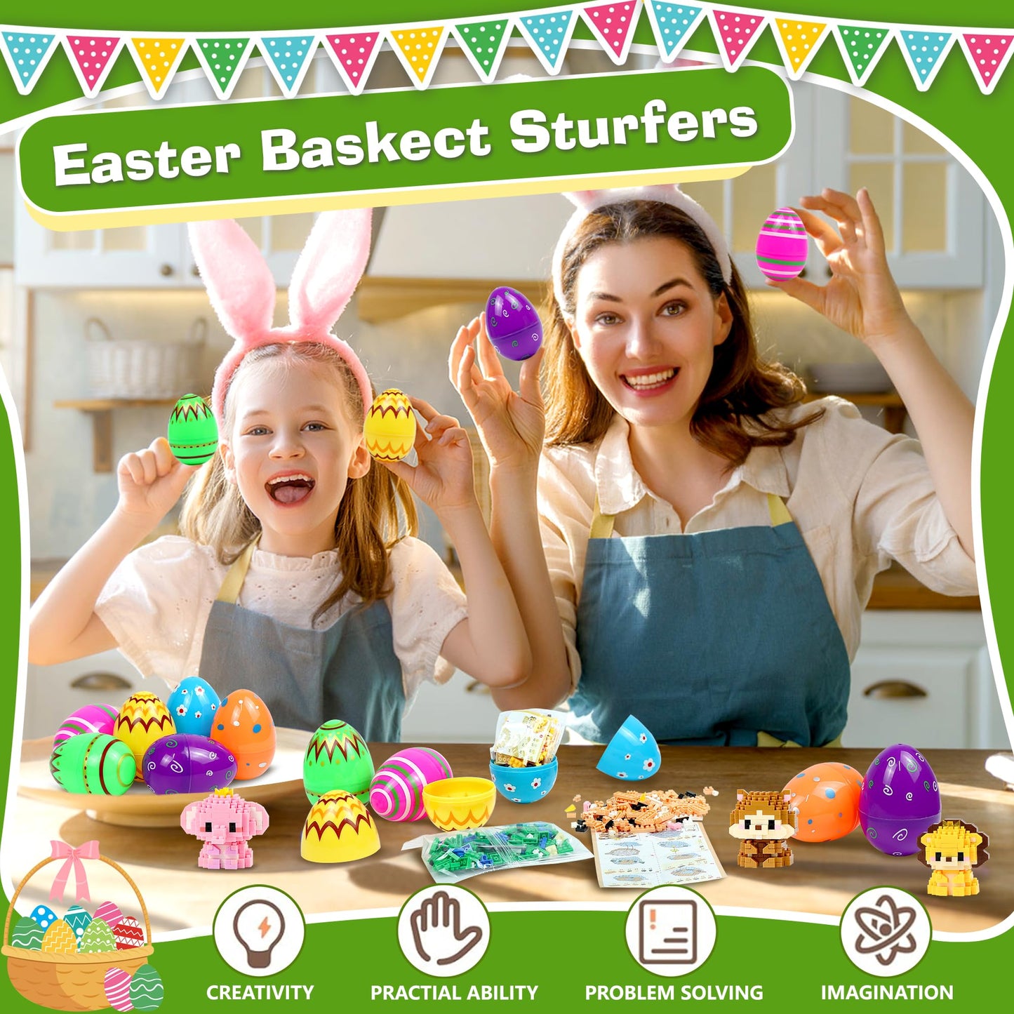 DBPBToU 12 Pack Easter Basket Stuffers – Mini Building Block Toys for Kids 6+ (Animals)