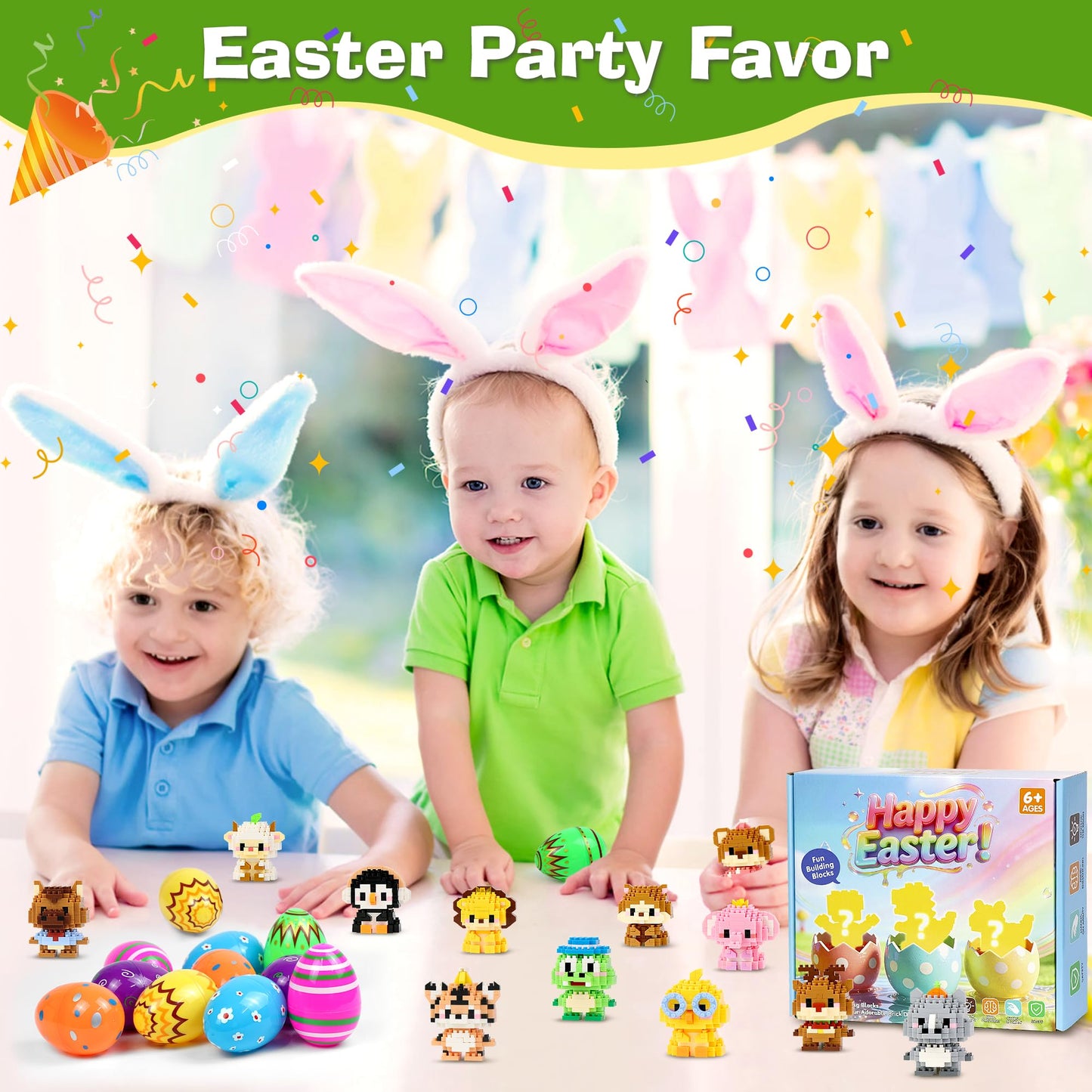 DBPBToU 12 Pack Easter Basket Stuffers – Mini Building Block Toys for Kids 6+ (Animals)