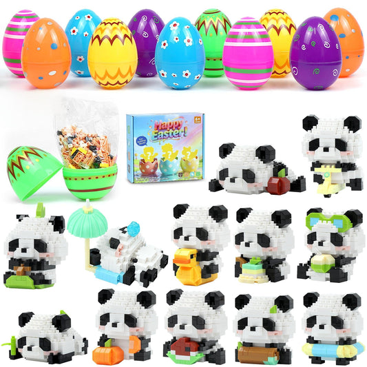 DBPBToU Panda 12-Pack Easter Blocks – Mini Building Toys for Kids