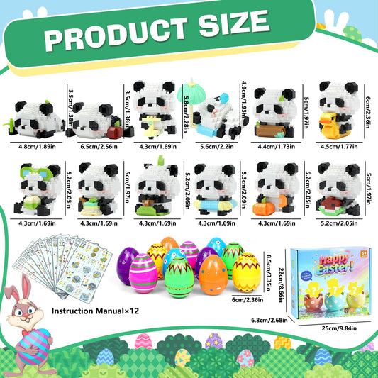 DBPBToU Panda 12-Pack Easter Blocks – Mini Building Toys for Kids